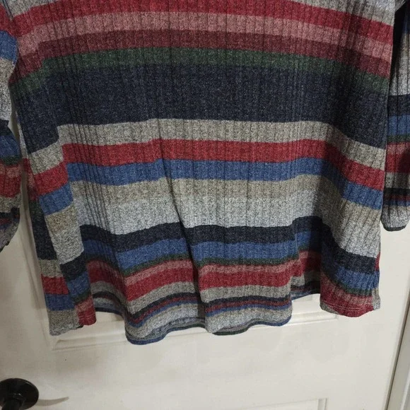 Avenue Womens Sweater Gray Red Green Blue Ribbed Knit Pullover Keyhole 14 16 XL - Picture 4 of 10